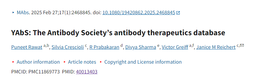 YAbS: The Antibody Society's antibody therapeutics database